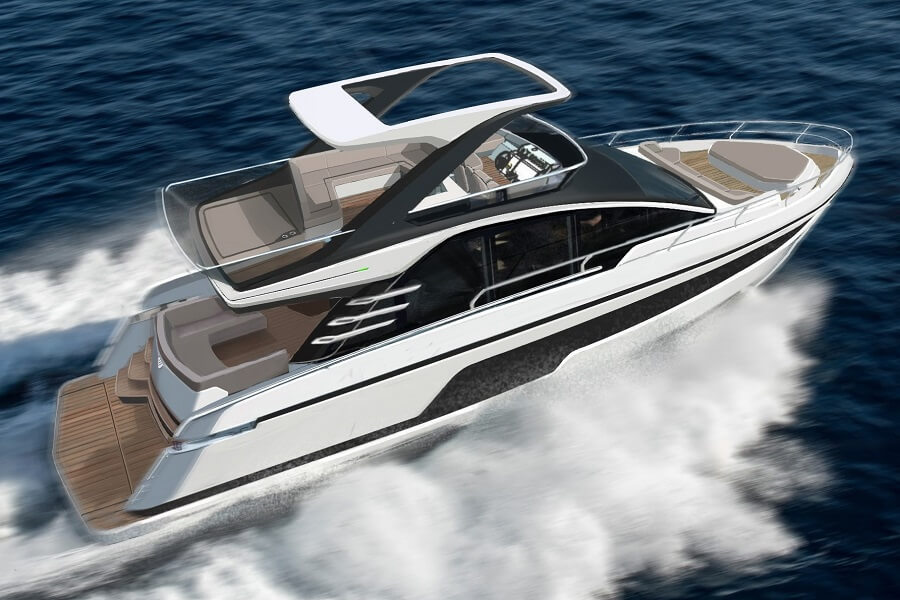 Fairline, Salt Design, Yachts, Squadron 58, Boot Dusseldorf, 2023, fold-down, sides, drop-down, balconies, Phantom 65, cabins, Cannes Yachting Festival