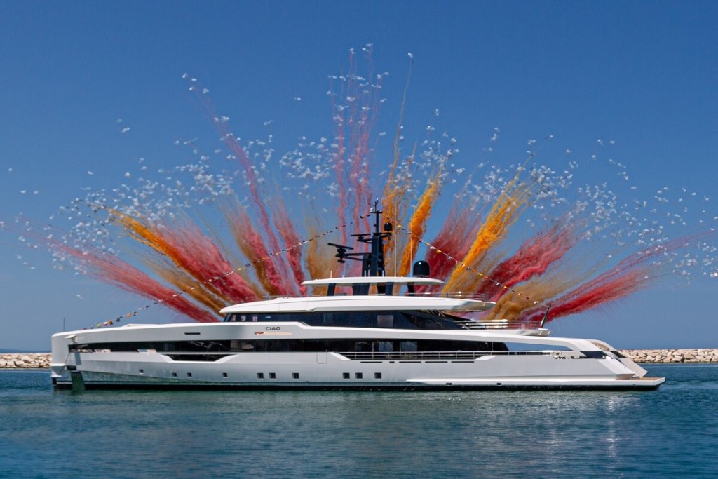CRN, yacht, superyacht, Ciao, launch, christen, 52 metre, Ferretti Group, yard, Ancona, Massari Design, Omega Architects, aluminium