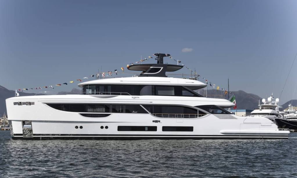 Benetti, Oasis 34M, deck, Viareggio, launch, hull one, Seaesta, RWD, New York, Bonetti & Kozerski, Pace Gallery, Manhattan, Donna Karan, Peter Marino