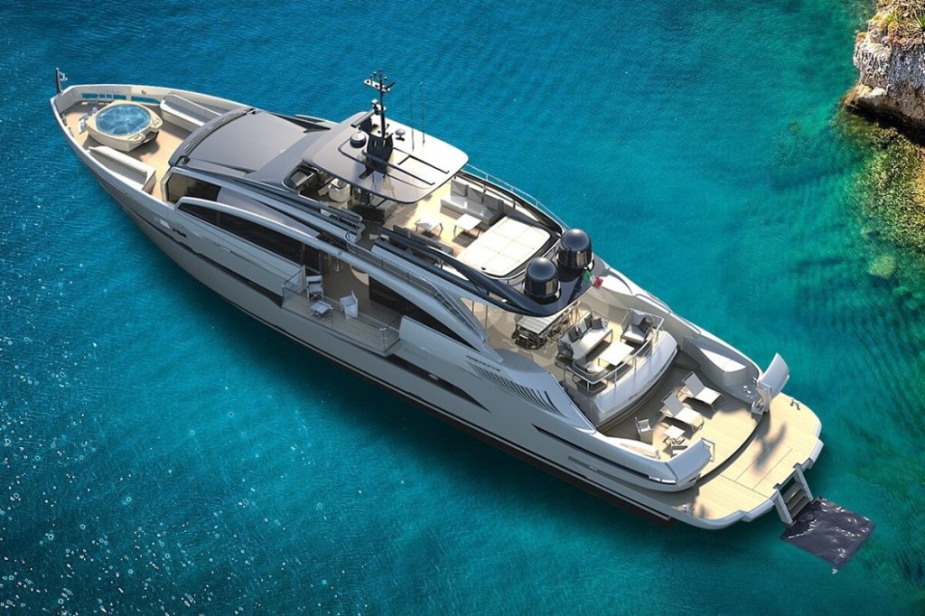 Pershing, GTX116, sport utility yacht, Fulvio De Simoni, Ferretti Group, Piero Ferrari, triple, waterjet, propulsion, 1,800hp, MAN V12, engines, 2,000hp, Jacuzzi, Poltrona Frau