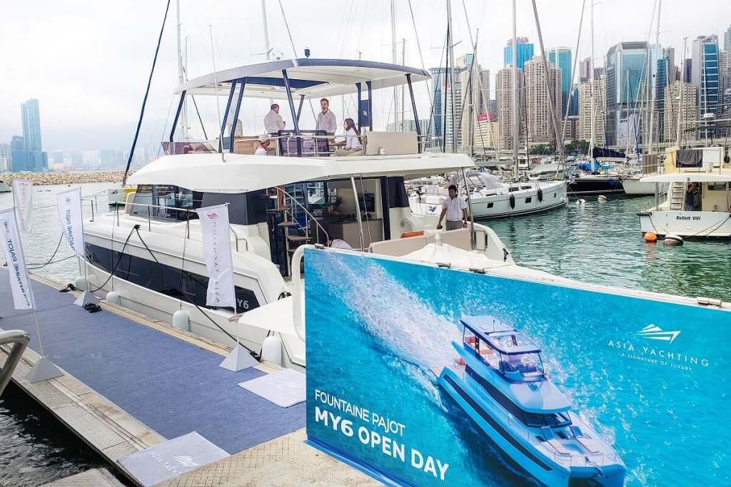 Fountaine Pajot, MY6, open days, viewings, Hong Kong, Royal Hong Kong Yacht Club, Olivier Besson, pandemic, typhoon, MY44, MY5, MY4.S, Power 67, Pierangelo Andreani
