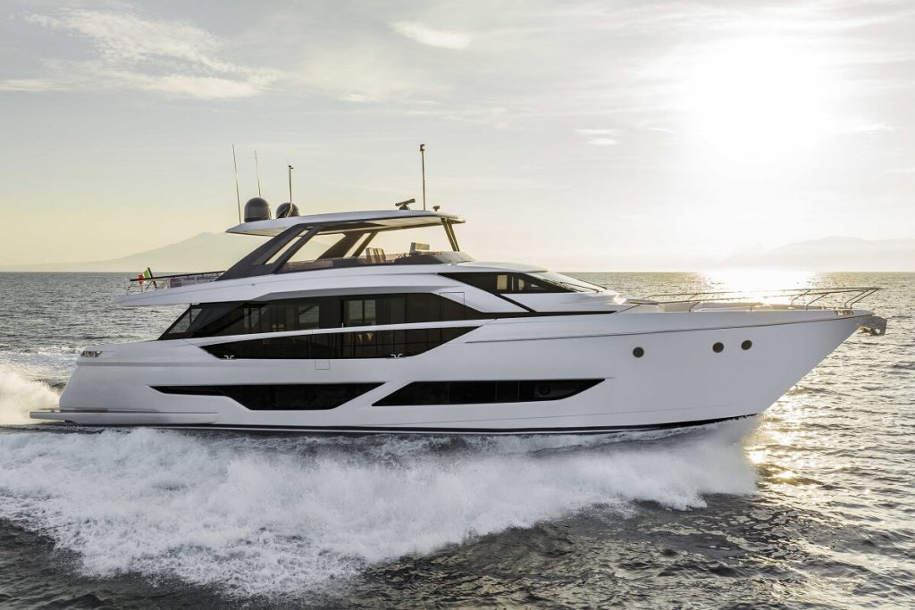 Ferretti Yachts, 860, Filippo Salvetti, IdeaeItalia, Cannes Yachting Festival, Ferretti Group, cockpit, helical staircase, 920, 1000, Williams Jet 395 tender