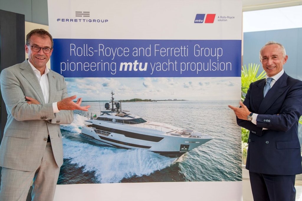 Ferretti Group, Rolls-Royce, MTU, Series 2000, 4000, engines, extend, agreement, Alberto Galassi, CEO, Andreas Schell, CEO, Rolls-Royce Power Systems, Denise Kurtulus, Vice President, Global Marine, NautiQ