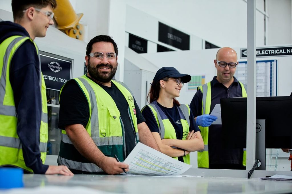 Sunseeker, Skills Academy, Bournemouth, Poole, College, carpentry, plumbing, composite bonding, engineering, electrical installations, Alex Bowman, 100 Yacht, Superhawk 55, Phil Sayles