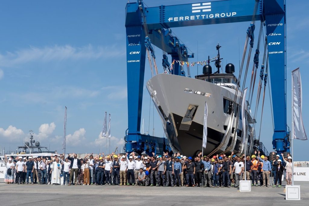 Custom Line, Ferretti Group, 140’, second, hull two, launch, Superyacht Yard, Ancona