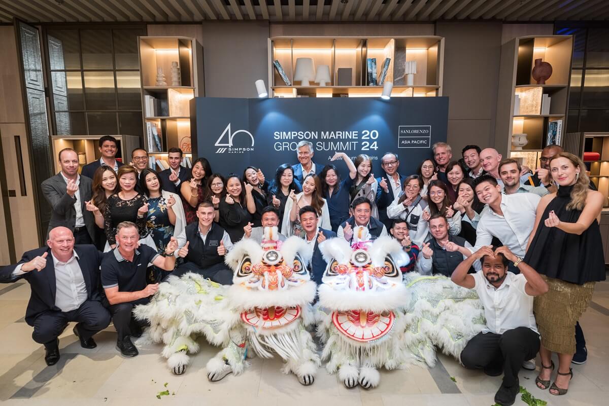 Simpson Marine, Mike Simpson, Massimo Perotti, Sanlorenzo, Beneteau, Lagoon, Aquila, Bluegame, Fairline, Nautor Swan, Simpson Marine Group Summit, The Fullerton Ocean Park Hotel, Hong Kong, 40th anniversary, Richard Allen, Nick Stratton, Angel Zhou, Ewa Stachurska, Peter Lui, James Clayton, Tom Allen, Simon Theseira, Paul Whelan, Howard Prime, Harvey Brewin, Tony Chen, La Spezia, Ameglia, Viareggio, Massa, Singapore Yachting Festival, Thailand International Boat Show, China, Thailand, Indonesia