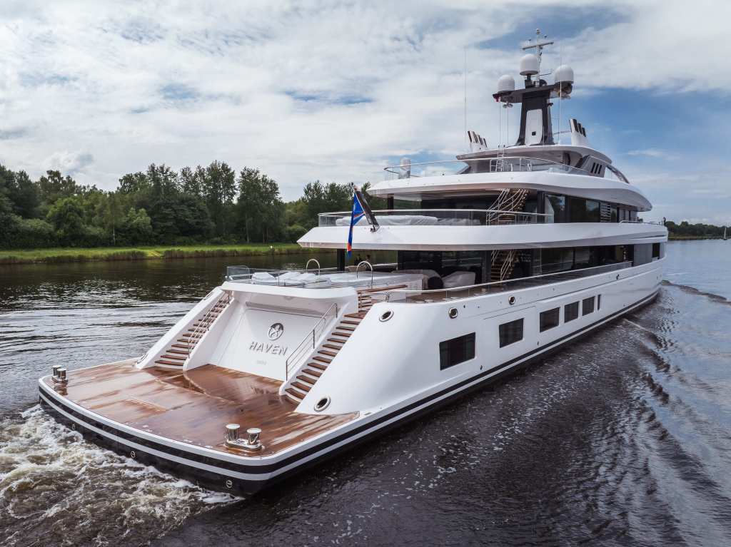 Lürssen’s new tri-deck superyacht Lürssen’s latest superyacht Haven Haven superyacht sets sail from Lürssen shipyard Lürssen delivers new 82m superyacht Lürssen delivers Haven superyacht to new owners