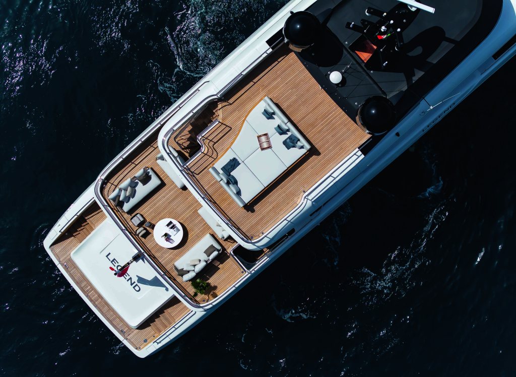 Motopanfilo M/Y Legend has sharp angles and sinewy lines tradition meets tomorrow on Motopanfilo M/Y Legend Warm woods and rounded edges on Motopanfilo M/Y Legend Fabrics by Lora Piana on Motopanfilo M/Y Legend Motopanfilo M/Y Legend’s master suite is forward on the main deck Motopanfilo M/Y features whale rib design Motopanfilo M/Y designed by Francesco Struglia