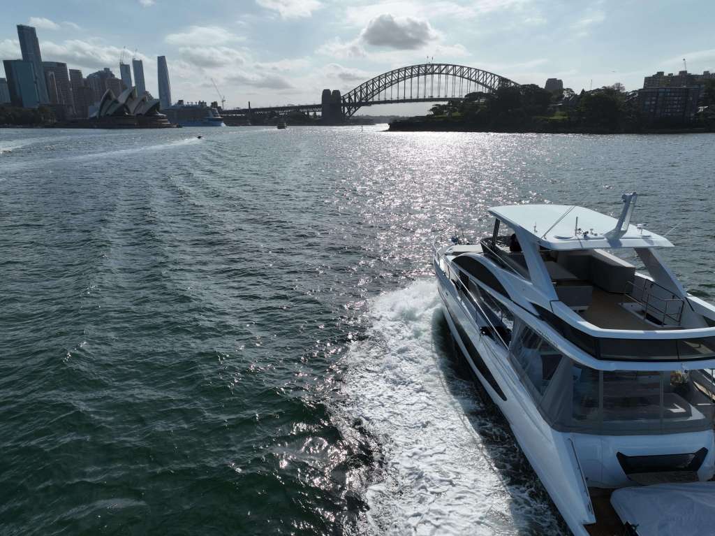 Pearl 62 headed to Sydney Pearl 62 packs in lots of features Pearl 62 seating and dining area Pearl 62 has 4 guest cabins Pearl 62 has a full-length flybridge Pearl 62 with touchscreen Pearl 62 is a family yacht