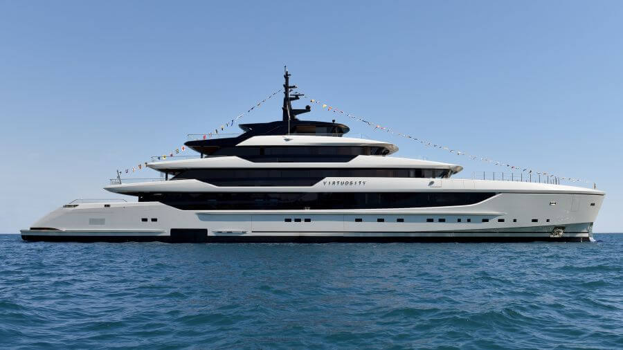 Sanlorenzo, 74Steel, Virtuosity, hull two, hull one, first, second, Silver Fox, Monaco Yacht Show, tree, Francesco Paszkowski, Margherita Casprini, Studio Paolo Ferrari, Ocean Resort, aquarium, reflecting pool